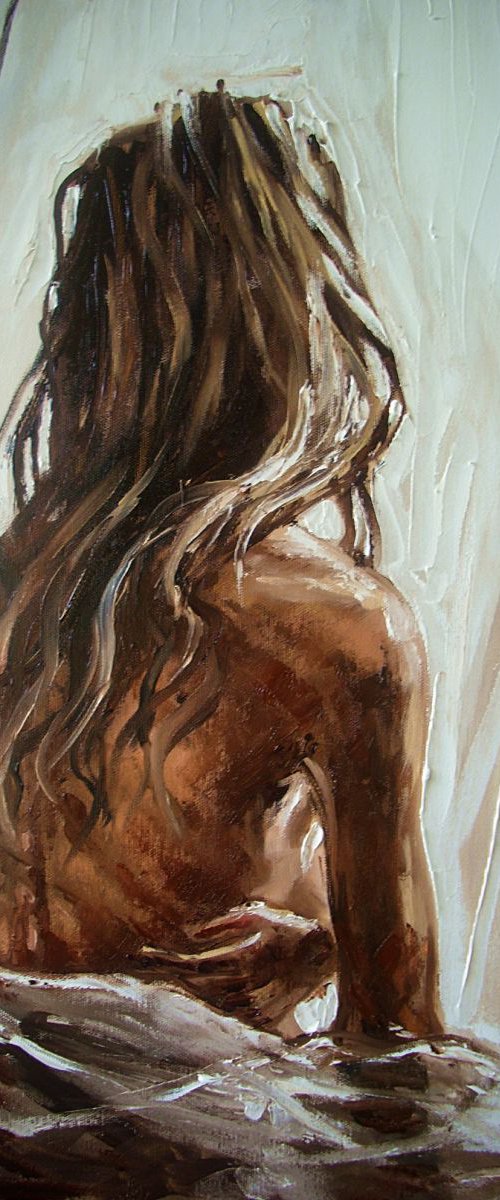" DREAMING IN THE SUN... " - original oil painting on canvas, palette knife by Monika Luniak