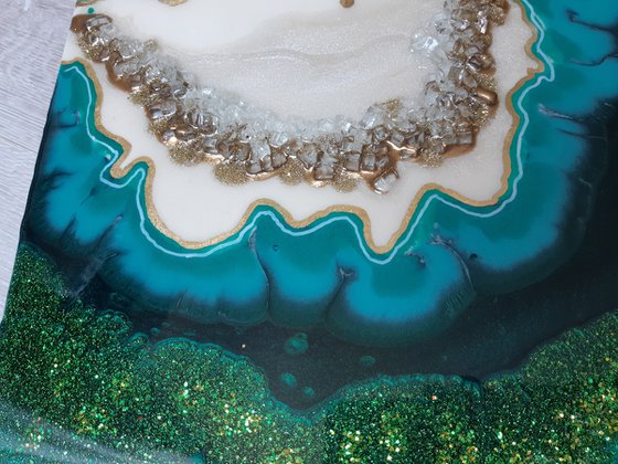 Malachite. 118 x 60 cm  Diptych Geode Art, wall art, Resin art, Resin painting, Modern art