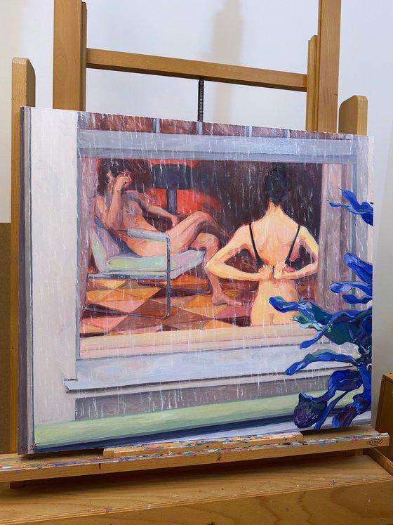 Couple in the Rainy Window