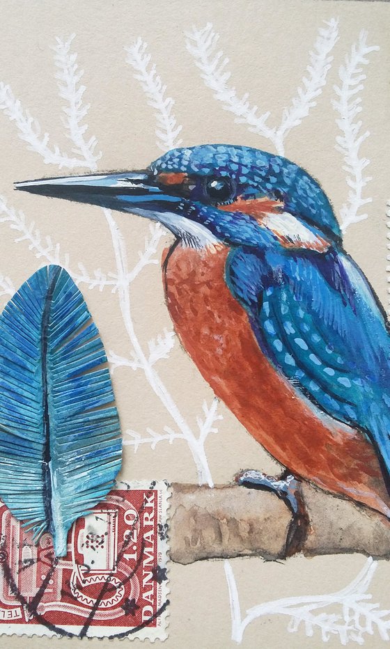 The Kingfisher feather  (framed and ready to hang)