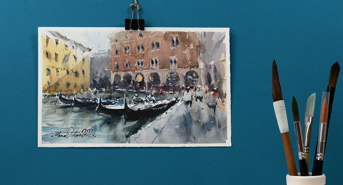 venice, watercolour on paper, 2022 by Marin Victor