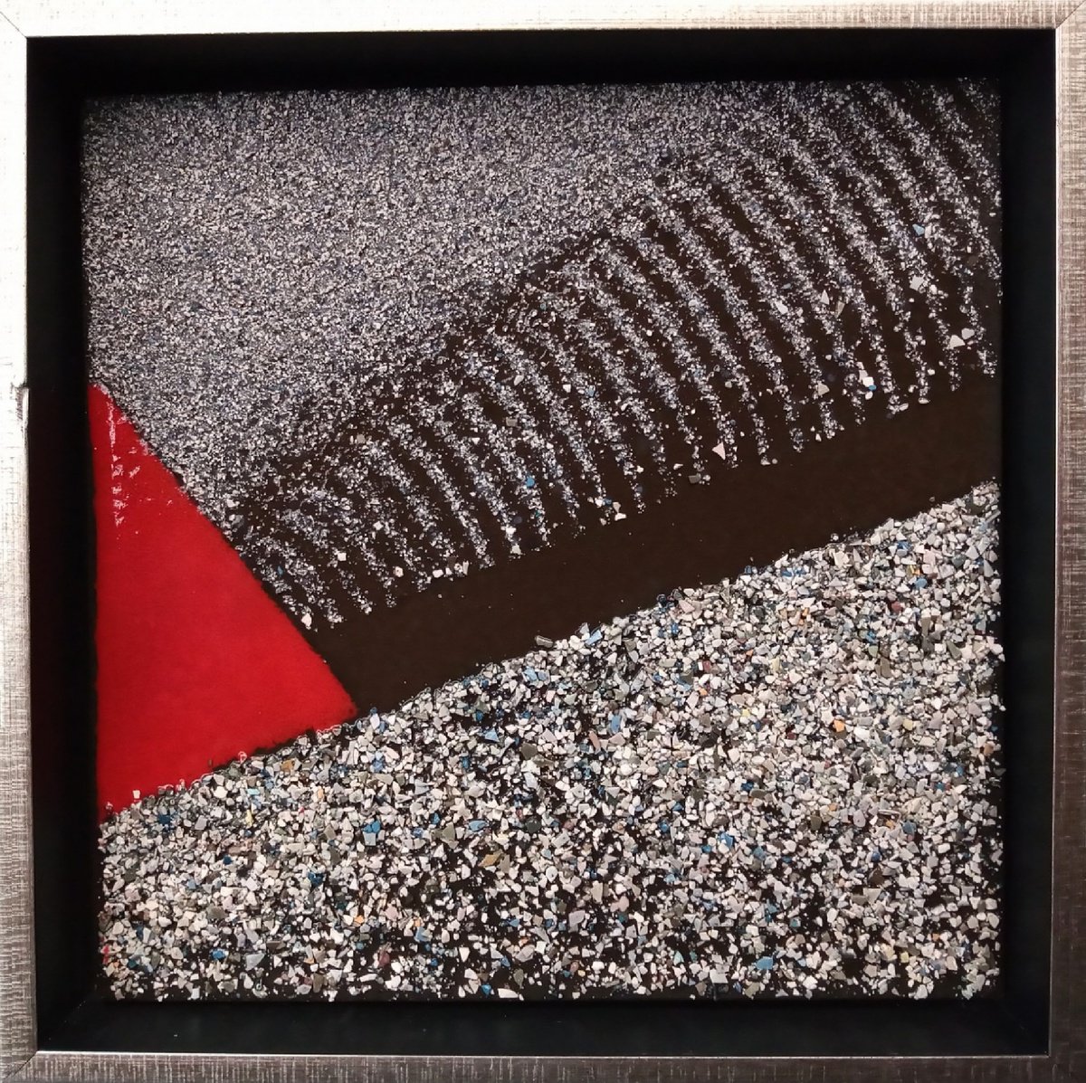 Geometric Abstract Relief By Rossitza Trendafilova, 9 X 9", "Red Trace", Original Artwork