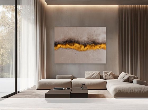 Gold and Beige Abstract