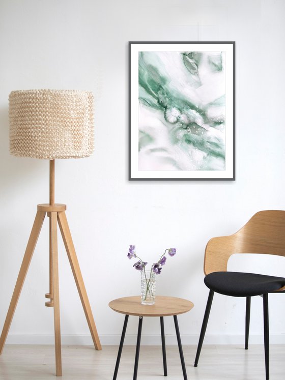 Abstract waves in green colors