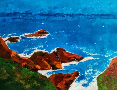 The silent blues seascape by Padmaja Madhu