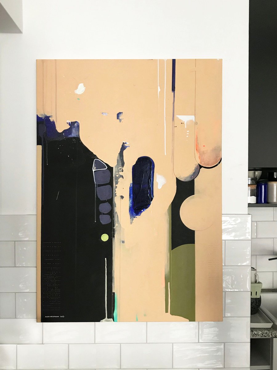 Abstract Acrylic Painting By Olga Hausmann, 28 X 39", Nude, Original Artwork