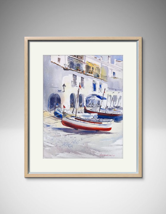 Sunlit Boats of Calella