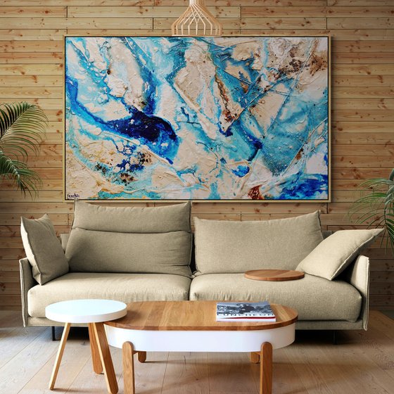 Oceans Deep 160cm x 100cm Textured Abstract Art