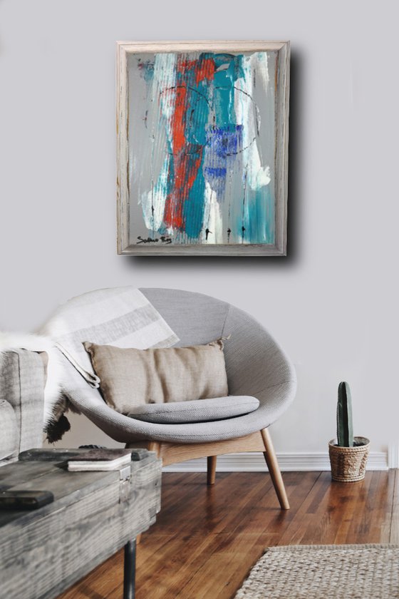 framed abstract painting za009