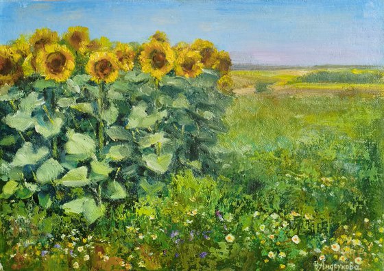 Landscape with sunflowers
