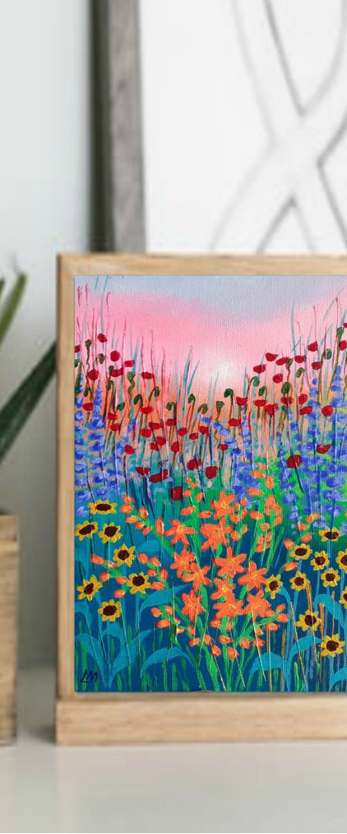 Mini Meadow with Crocosmia by Lisa Mann
