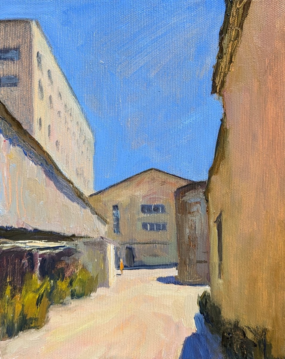 Impressionistic Cityscapes Oil Painting By Olga Samar, 8 X 10", Hot Workday, Original Artwork