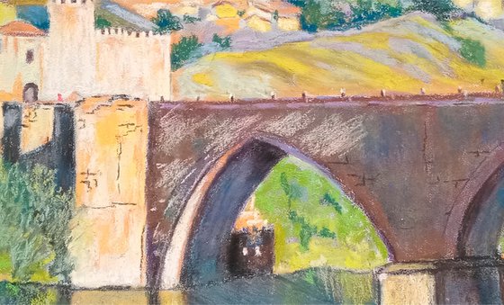 Sunlit Toledo's Town Bridge