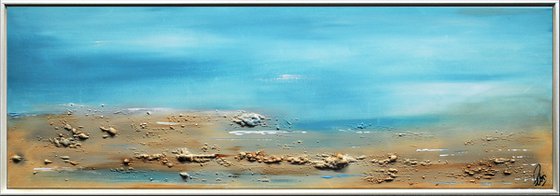Lonely Coast II - Abstract- Painting- Acrylic Canvas Art - Wall Art - Framed Art - Blue Art - Modern Art