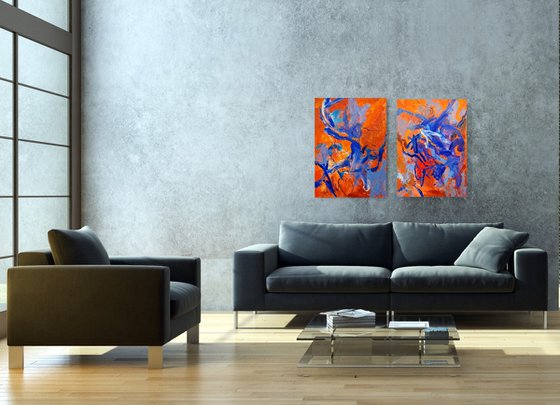 Abstract painting. Diptych. Dance your life.