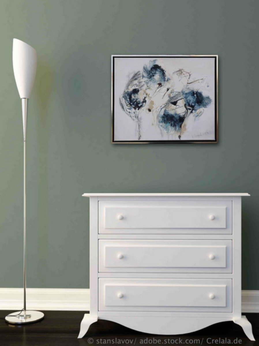 Abstract Botanical Painting By Christa Haack, 21 X 17, Abstract Performance 2, Original Artwork