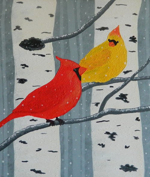 Winter Overture - winter forest landscape with birds; home, office decor; gift idea by Liza Wheeler