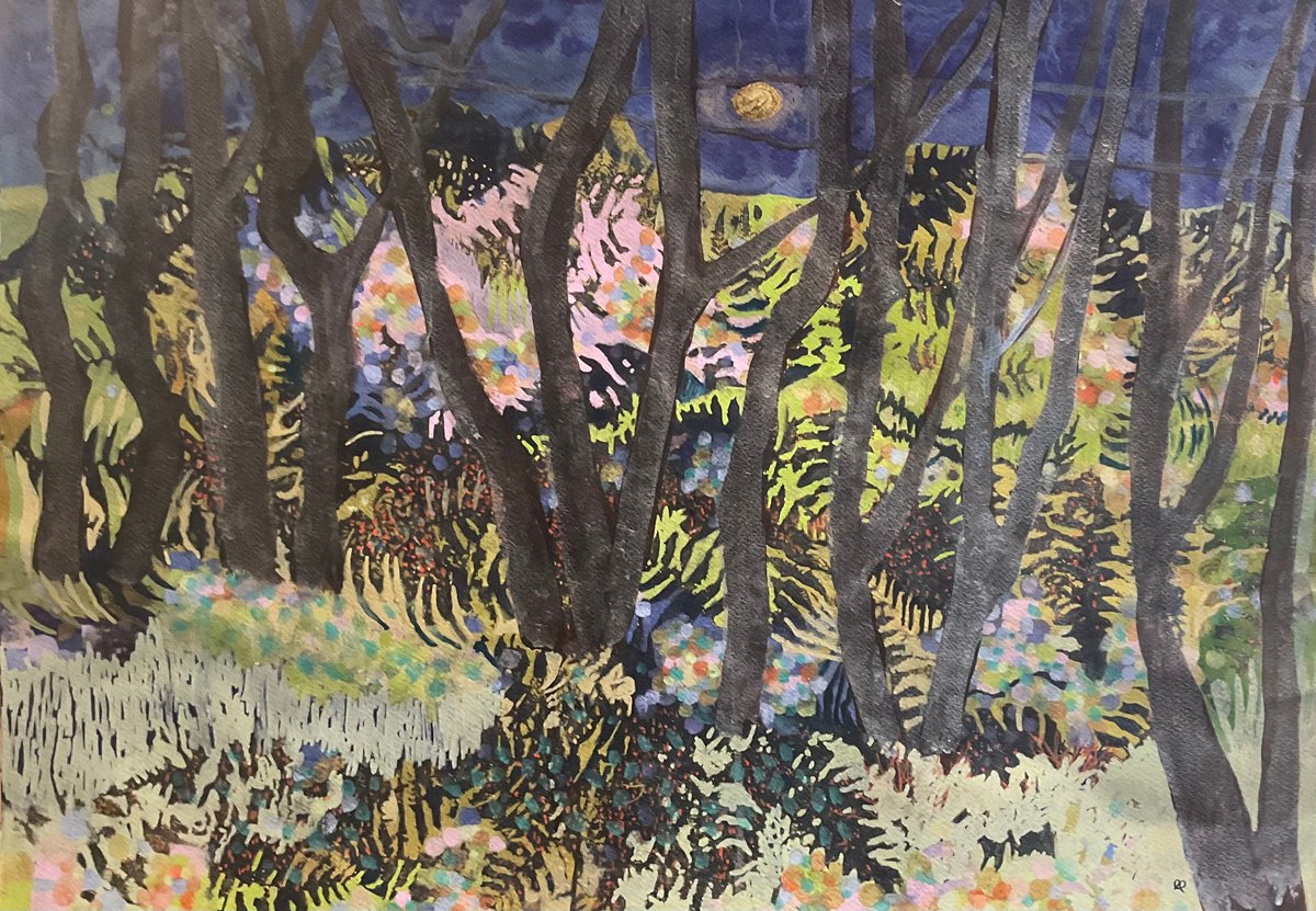 Abstract Landscape Watercolour By Gwendolyn Fleming, 27 X 20, Woodland, Original Artwork