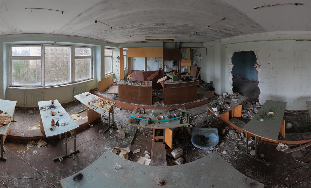 Photorealistic Cityscapes Photograph By Stanislav Vederskyi, 93 X 57", #13. Pripyat Chemistry Class 1, Original Artwork