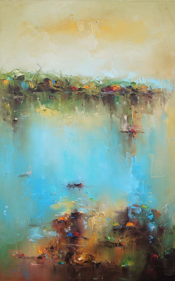 Along the river, Landscape Oil Painting