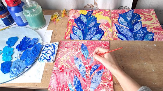 Blue Garden, set of 3