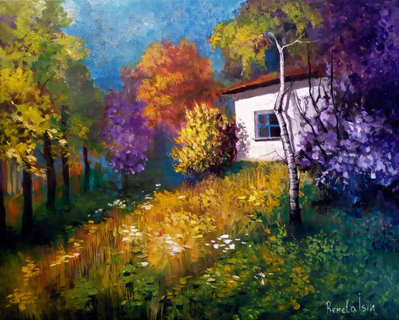 " Summer " - 100 x 80cm Original Oil Painting Large XL Landscape