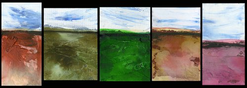 Dream Land Collection 3 - 5 Small Textural Landscape Paintings by Kathy Morton Stanion by Kathy Morton Stanion
