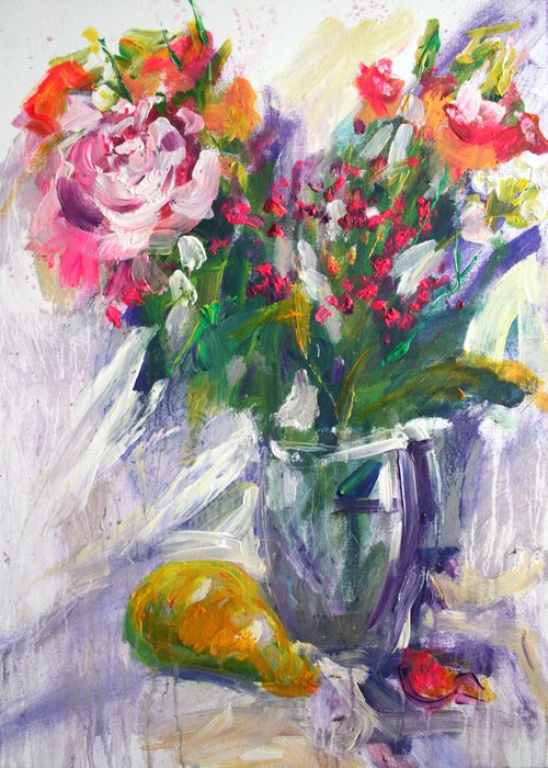 Bouquet of Spring /  ORIGINAL ACRYLIC PAINTING by Salana Art Gallery