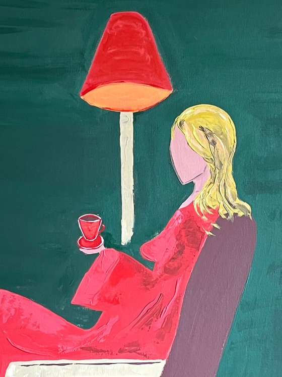 Woman with Cat original Painting