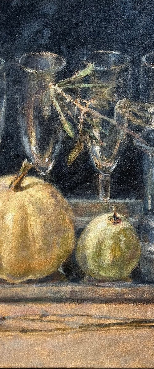 Still life with a black background by Liudmyla Chemodanova