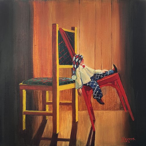 Two chairs. Painting about love by Natalia Veyner