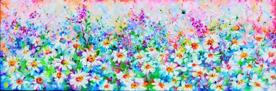 Woodland Glade with Daisies and Wildflowers