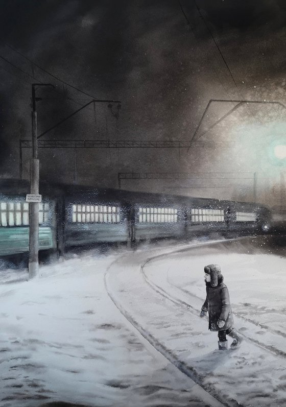 Night Soviet Train Station
