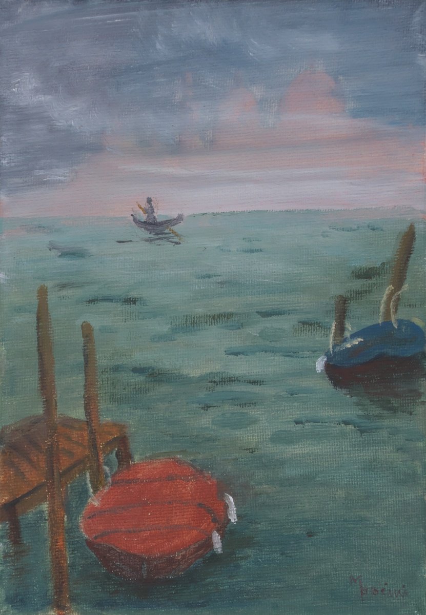 Impressionistic Landscape Oil Painting By Maddalena Pacini, 6 X 8", Misty Venice, Original Artwork