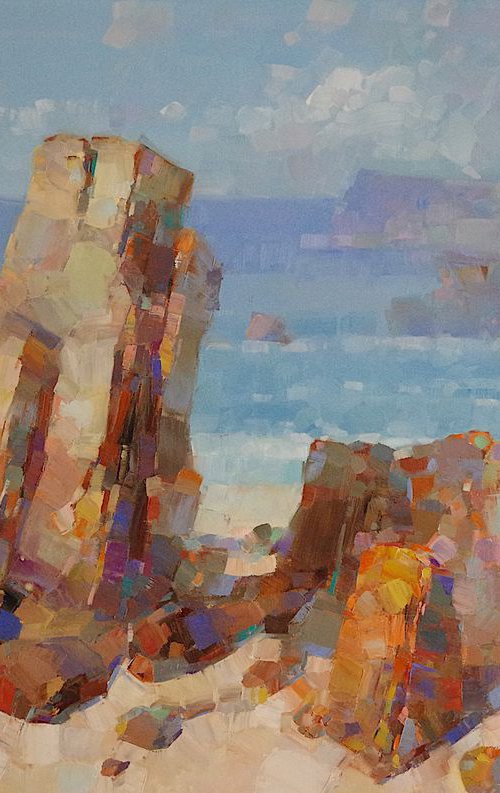 Ocean Cliffs, Original oil painting, Handmade artwork, One of a kind by Vahe Yeremyan