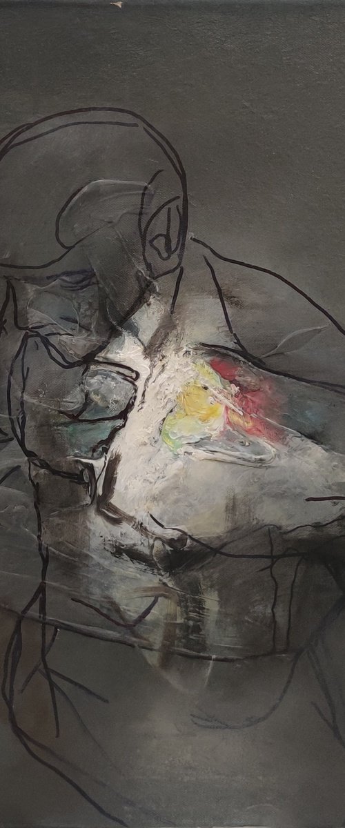 "Ses ailes de géant l'empêchent de marcher." by Mladen Ilic