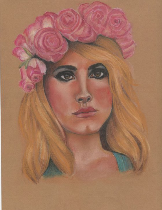 Lana Del Rey Pastel Portrait on Paper Pastel drawing by Charlotte Williams  | Artfinder