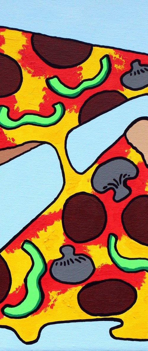 Two Slice Pizza Pop Art Painting On Canvas by Ian Viggars