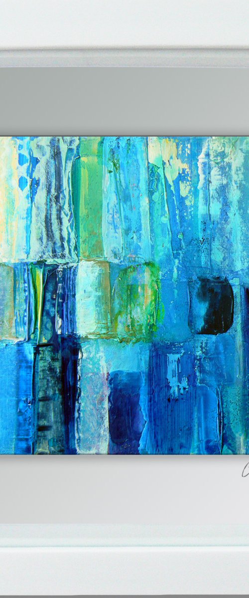 Framed ready to hang original abstract  - Deep water #19 by Carolynne Coulson
