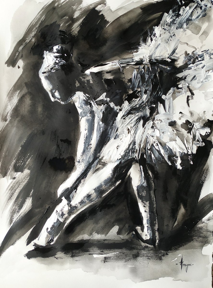 Symphony II- ballerina Painting on Paper by Antigoni Tziora