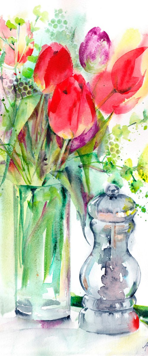 Tulips and peppercorn by Anjana Cawdell