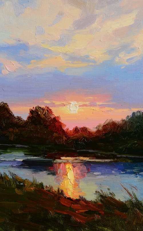 Sunset over the river by Ruslan Kiprych