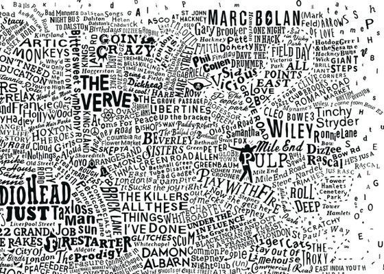 Music Map Of London (A2, White)