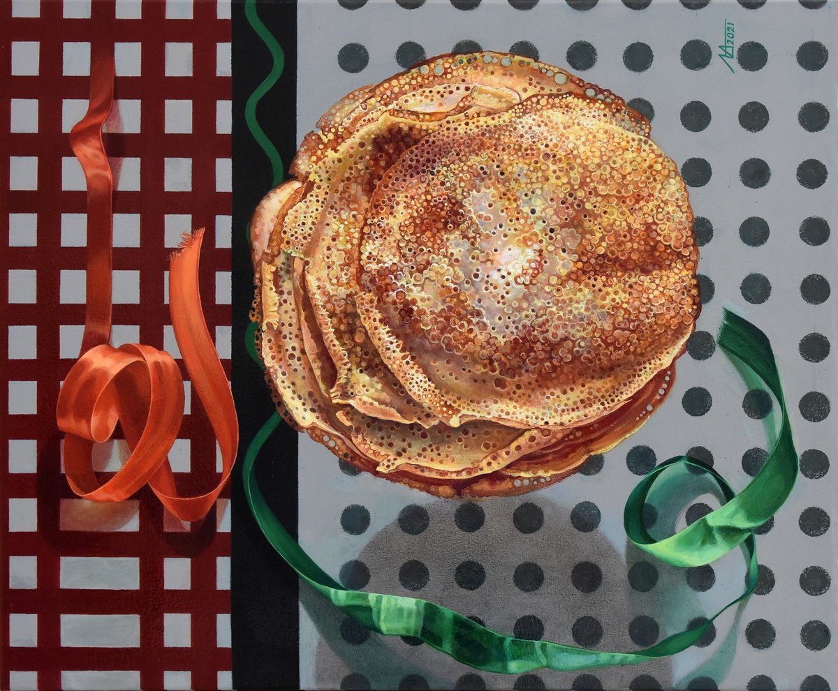 Photorealistic Still Life Oil Painting By Alona Lesnichenko, 24 X 20, Maslenitsa. Gravity, Original Artwork