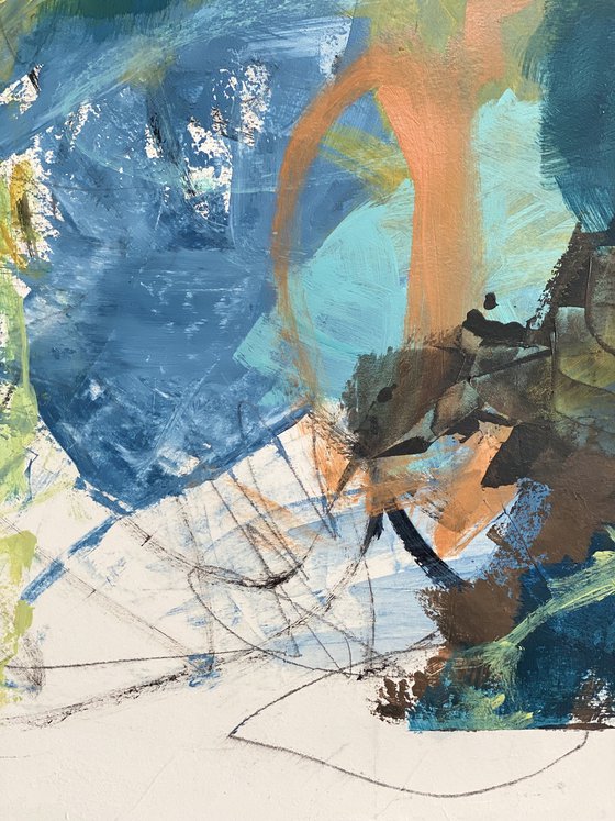 Blue Horizon - energetic bold abstract painting urban art