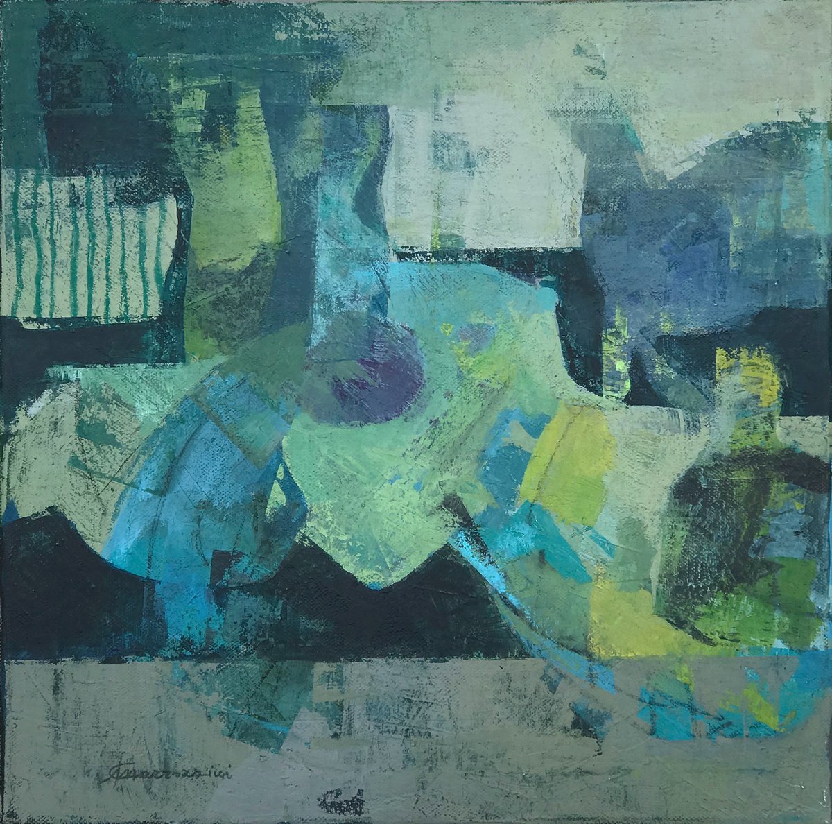 Expressive Painting , On The Edge Of A Lake Waiting For The Black Eagle By Marcello Carrozzini, 18 X 18, Artwork For Sale On Artfinder