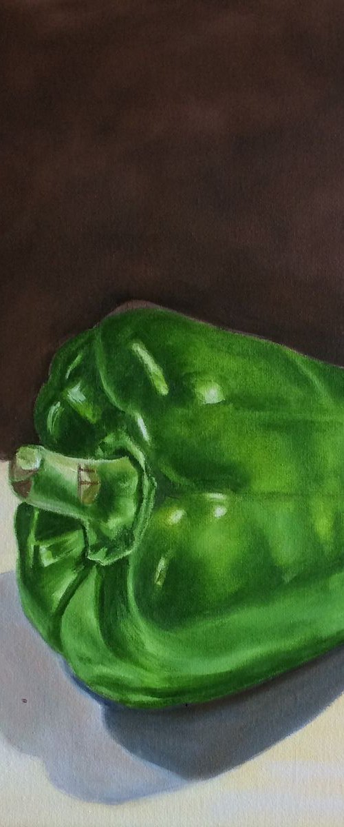 Green sweet pepper. Still life by Ira Whittaker