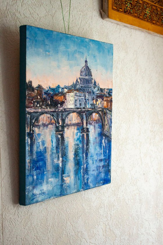 "Rome", city landscape, St. Angelo Bridge, Italy