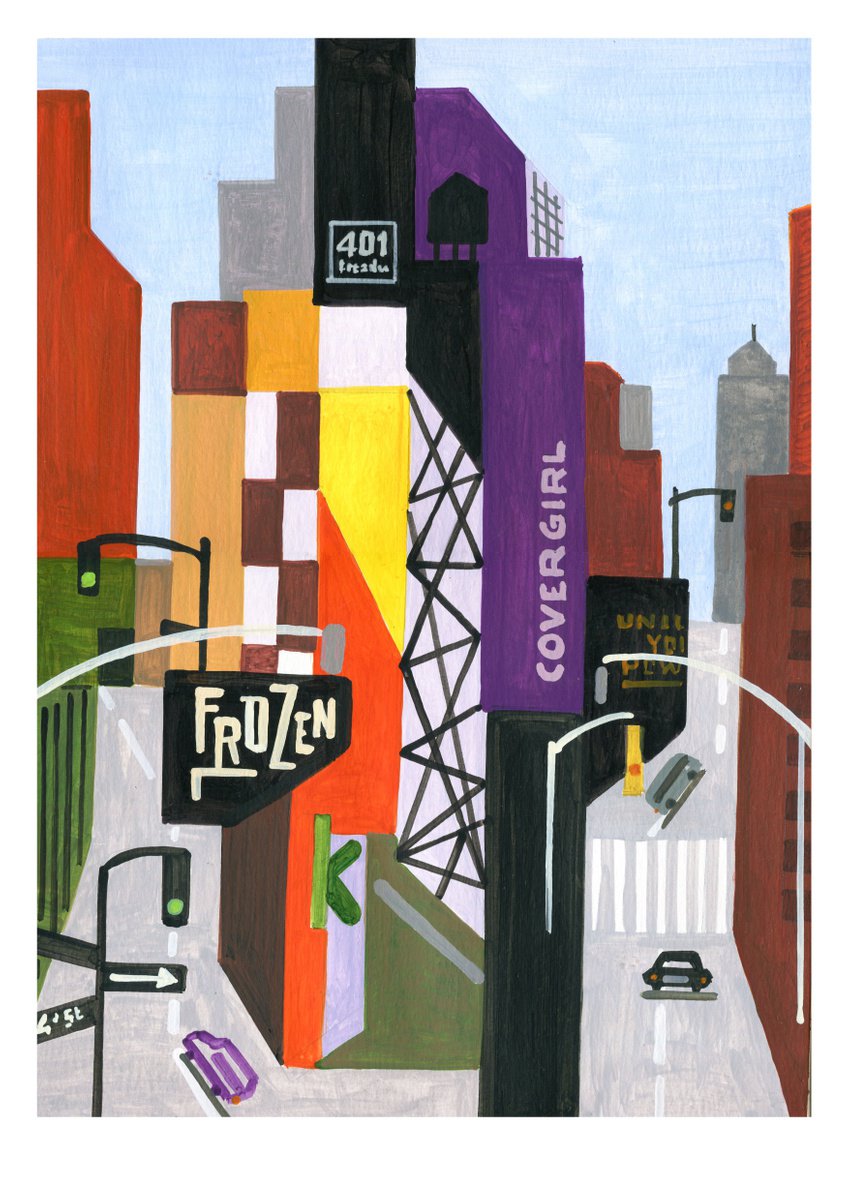 Urban And Pop Acrylic Painting , Newyork_Streetviews-Serie3-02 By Andre Baldet, 14 X 20, Artwork For Sale On Artfinder