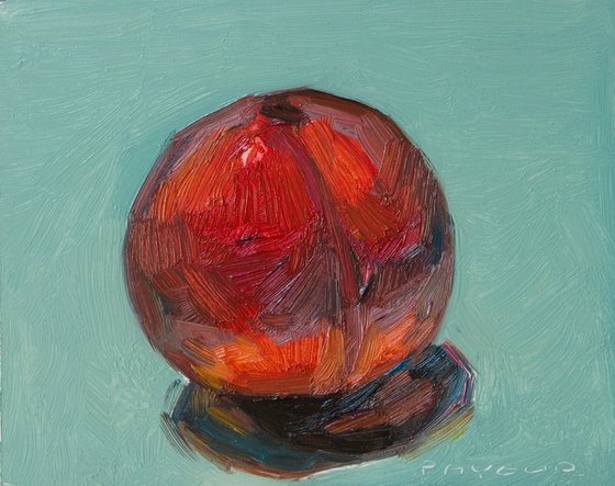 peach on blue